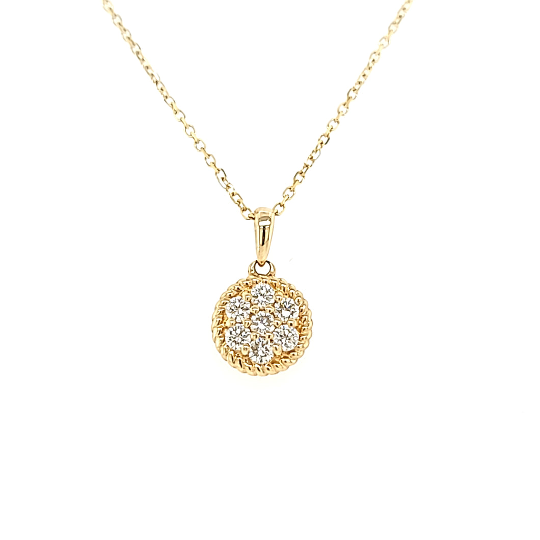 14k Yellow Gold Diamond Cluster Necklace (I5624)