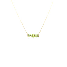 Load image into Gallery viewer, Yellow Gold 3-Stone Peridot &amp; Diamond Necklace (I7630)
