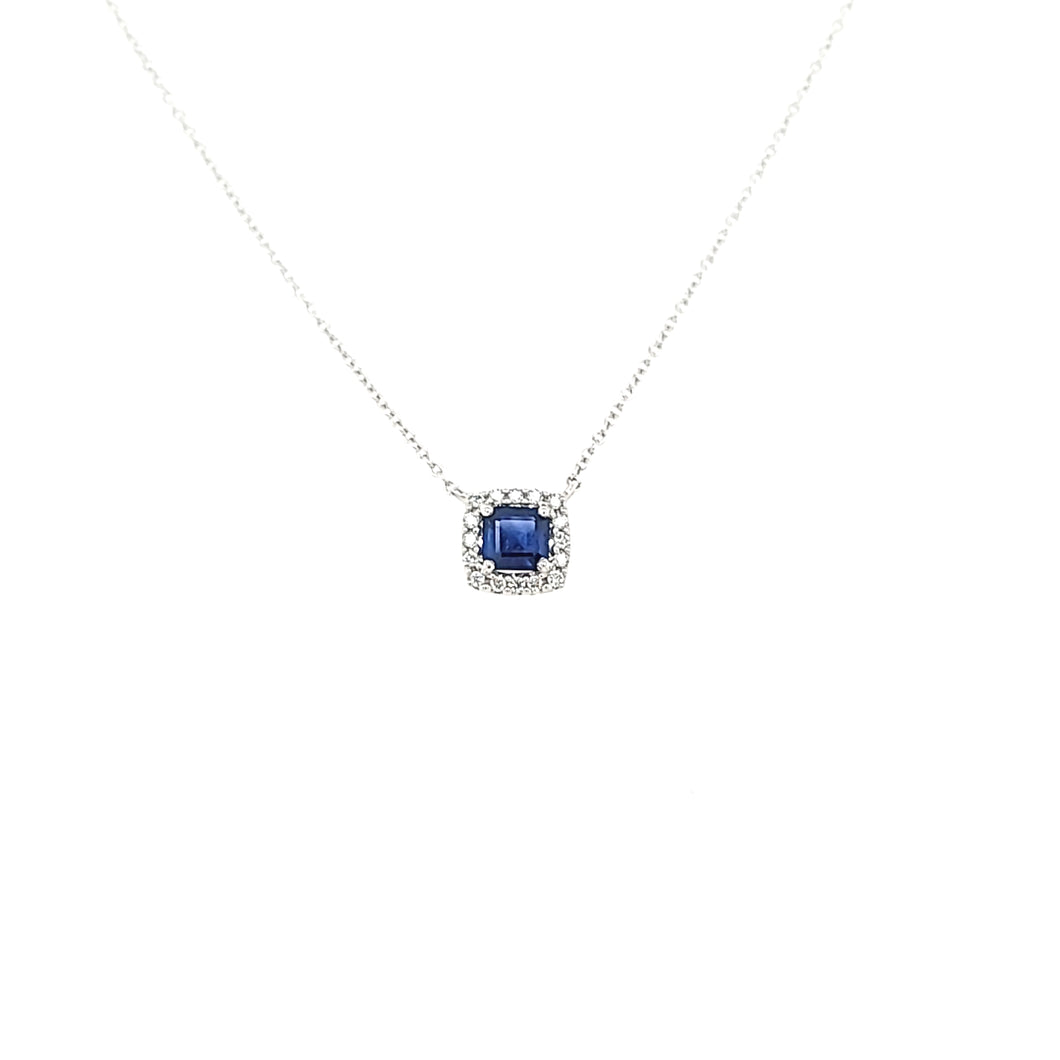 14k White Gold Sapphire & Diamond Necklace (I6556)