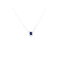 Load image into Gallery viewer, 14k White Gold Sapphire &amp; Diamond Necklace (I6556)
