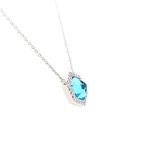 Load image into Gallery viewer, 14k White Gold Blue Topaz Hexagon Point Necklace (I6516)
