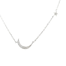 Load image into Gallery viewer, White Gold Moon &amp; Star Necklace (I7476)
