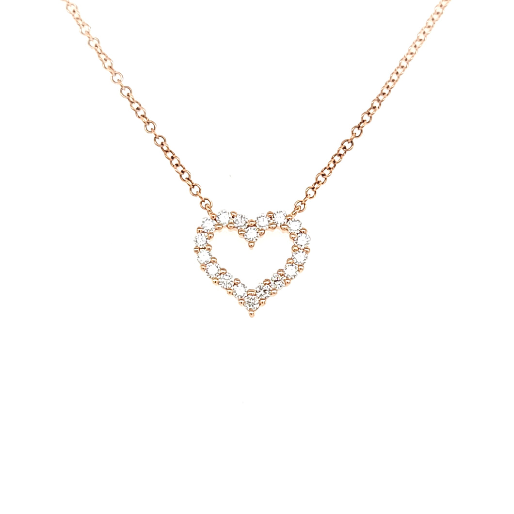 14k Rose Gold Diamond Heart Necklace (I7573)