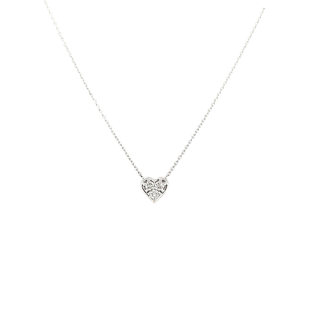 14k White Gold Petite Diamond Heart Necklace (I6430)