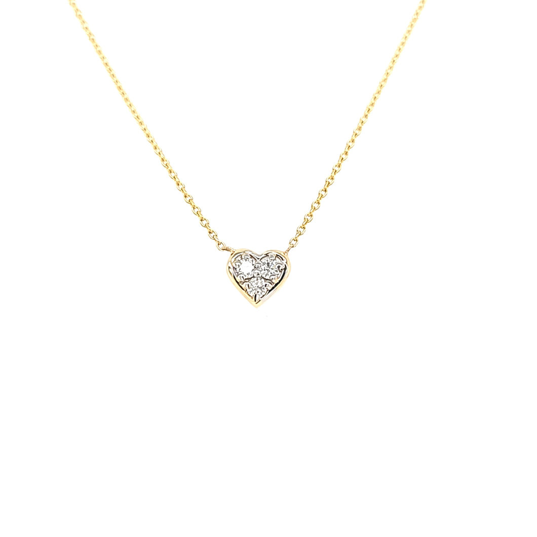 14k Yellow Gold Petite Diamond Heart Necklace (I6429)