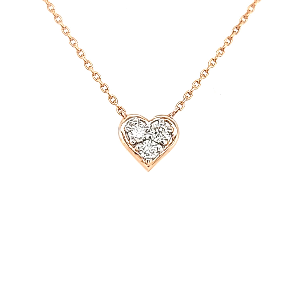 14k Rose Gold Petite Diamond Heart Necklace (I6431)