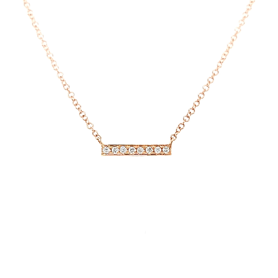 14k Petite Rose Gold Diamond Bar Necklace (I6662)