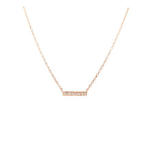 Load image into Gallery viewer, 14k Petite Rose Gold Diamond Bar Necklace (I6662)
