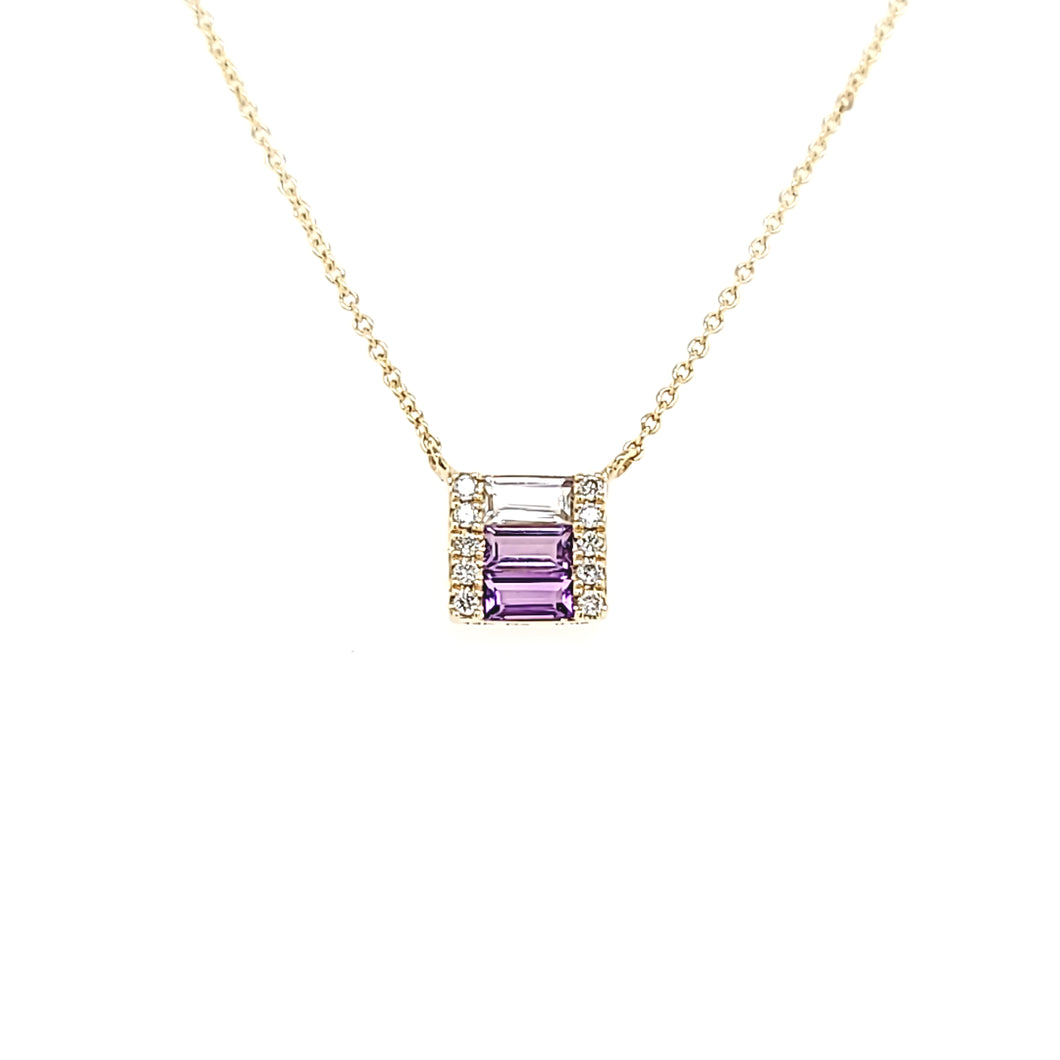 14k Yellow Gold Gradient Purple Necklace (I7641)