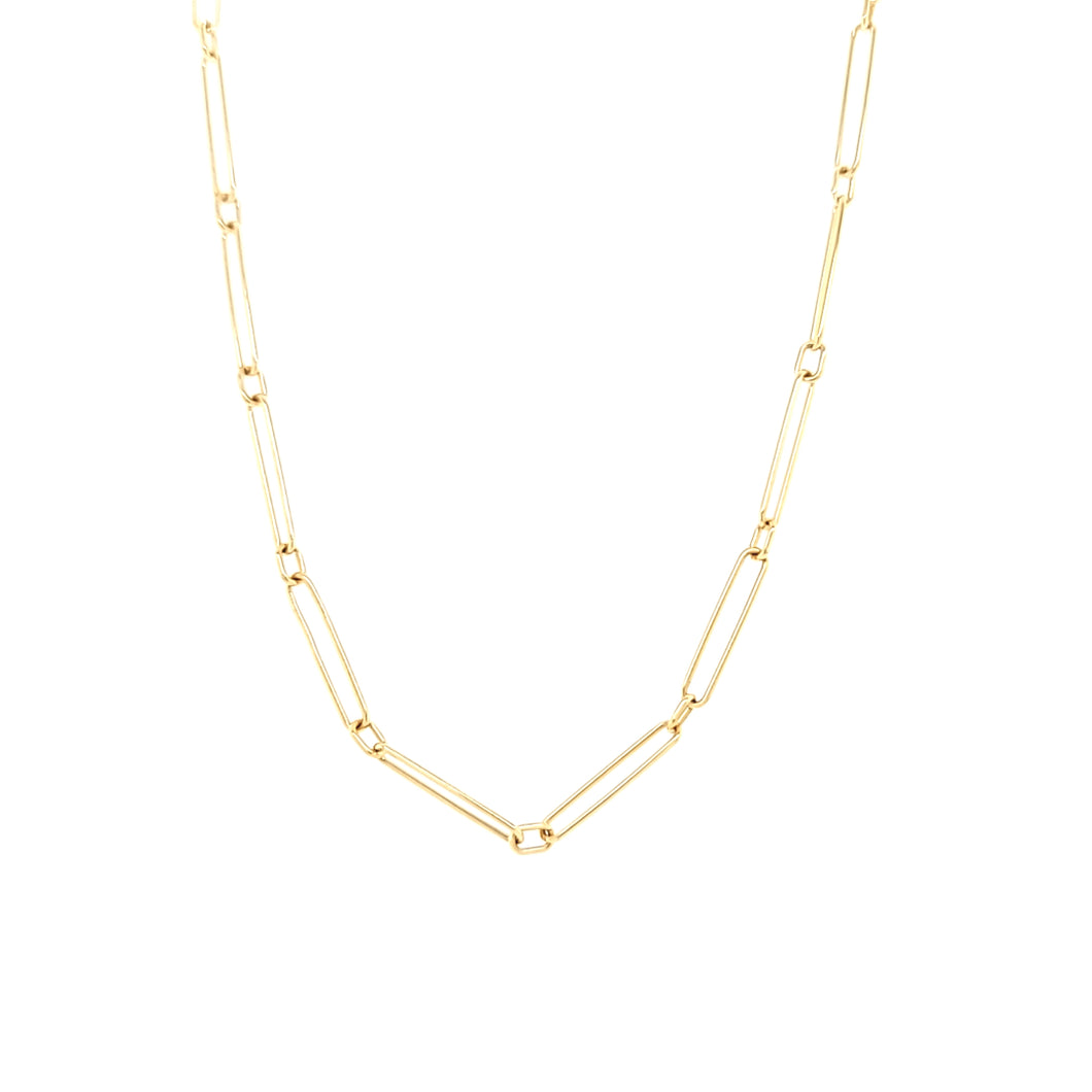 18k Yellow Gold Paperclip Chain (I7157)
