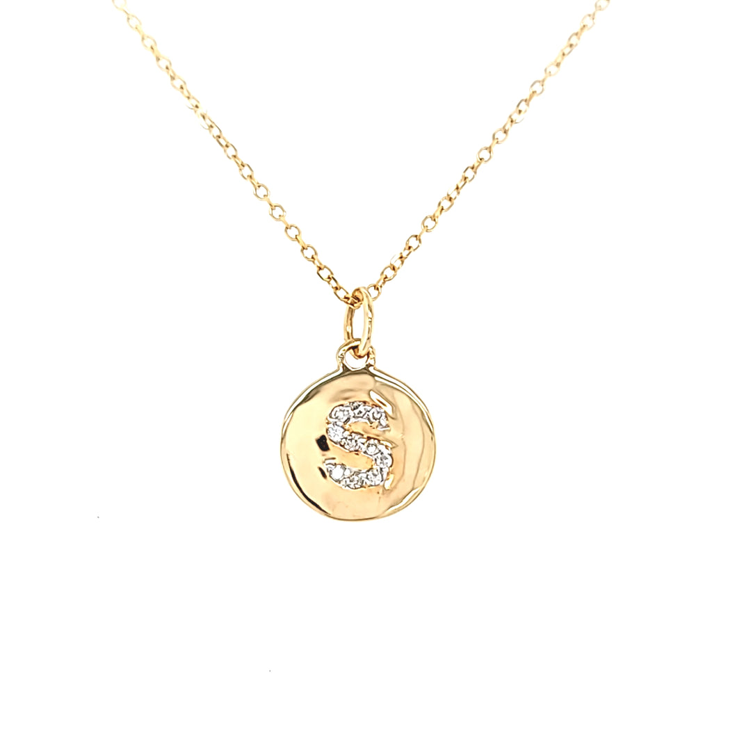 14k Yellow Gold Diamond S Necklace (I5490)
