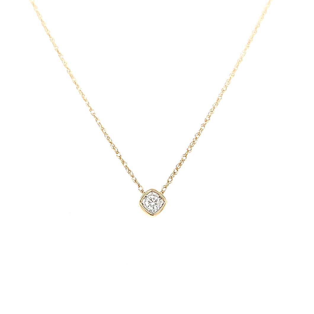14k Yellow Gold Bezel Set Diamond Necklace (I7284)