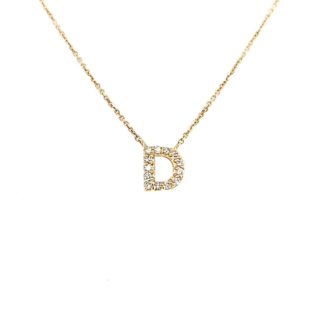 14k Yellow Gold Diamond D Initial Necklace (I5464)