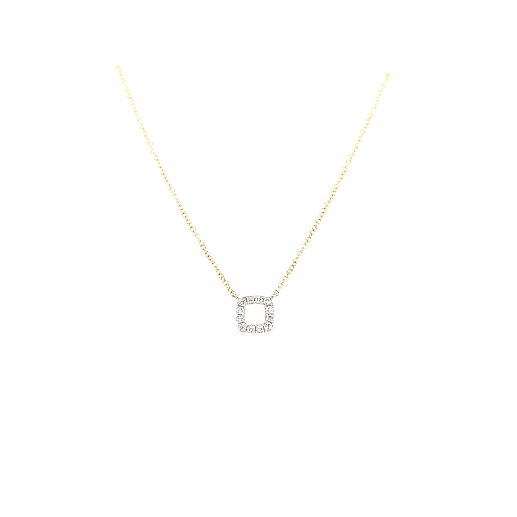 14k Yellow Gold Diamond Square Necklace (I5950)