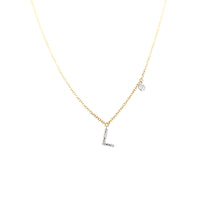 Load image into Gallery viewer, Yellow Gold Diamond &#39;L&#39; Dangle Initial Necklace (I3929)

