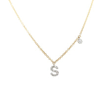 Load image into Gallery viewer, Yellow Gold Diamond &#39;S&#39; Dangle Initial Necklace (I6095)
