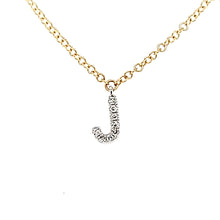 Load image into Gallery viewer, Yellow Gold Diamond &#39;J&#39; Dangle Initial Necklace (I5946)
