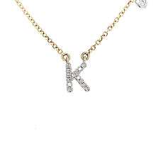Load image into Gallery viewer, 14k Yellow Gold Diamond &#39;K&#39; Dangle Initial Necklace (I3947)

