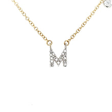 Load image into Gallery viewer, 14k Yellow Gold Diamond &#39;M&#39; Dangle Initial Necklace (I3945)
