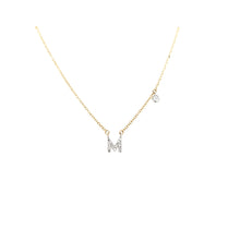 Load image into Gallery viewer, 14k Yellow Gold Diamond &#39;M&#39; Dangle Initial Necklace (I3945)
