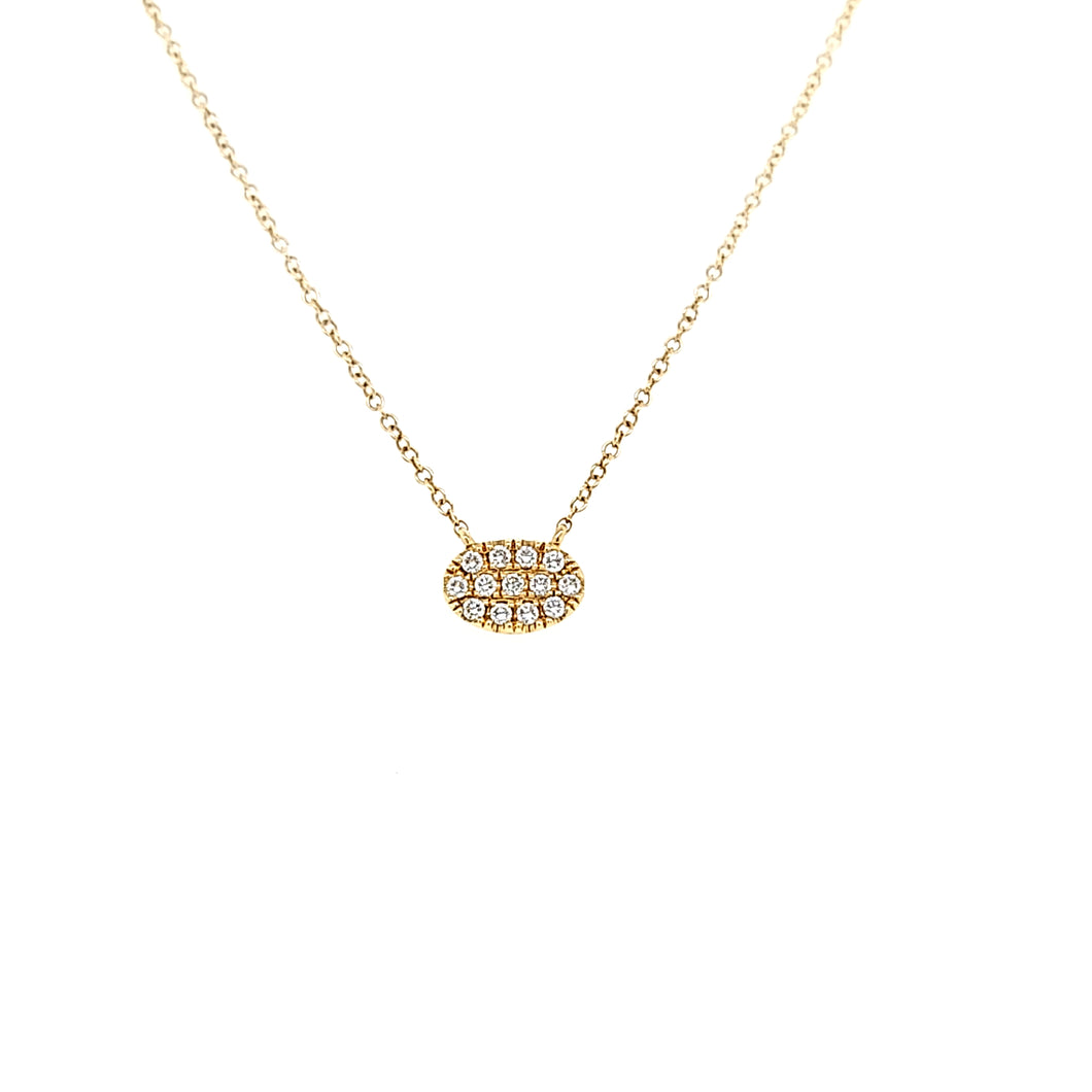 14k Yellow Gold Diamond Oval Necklace (I5951)