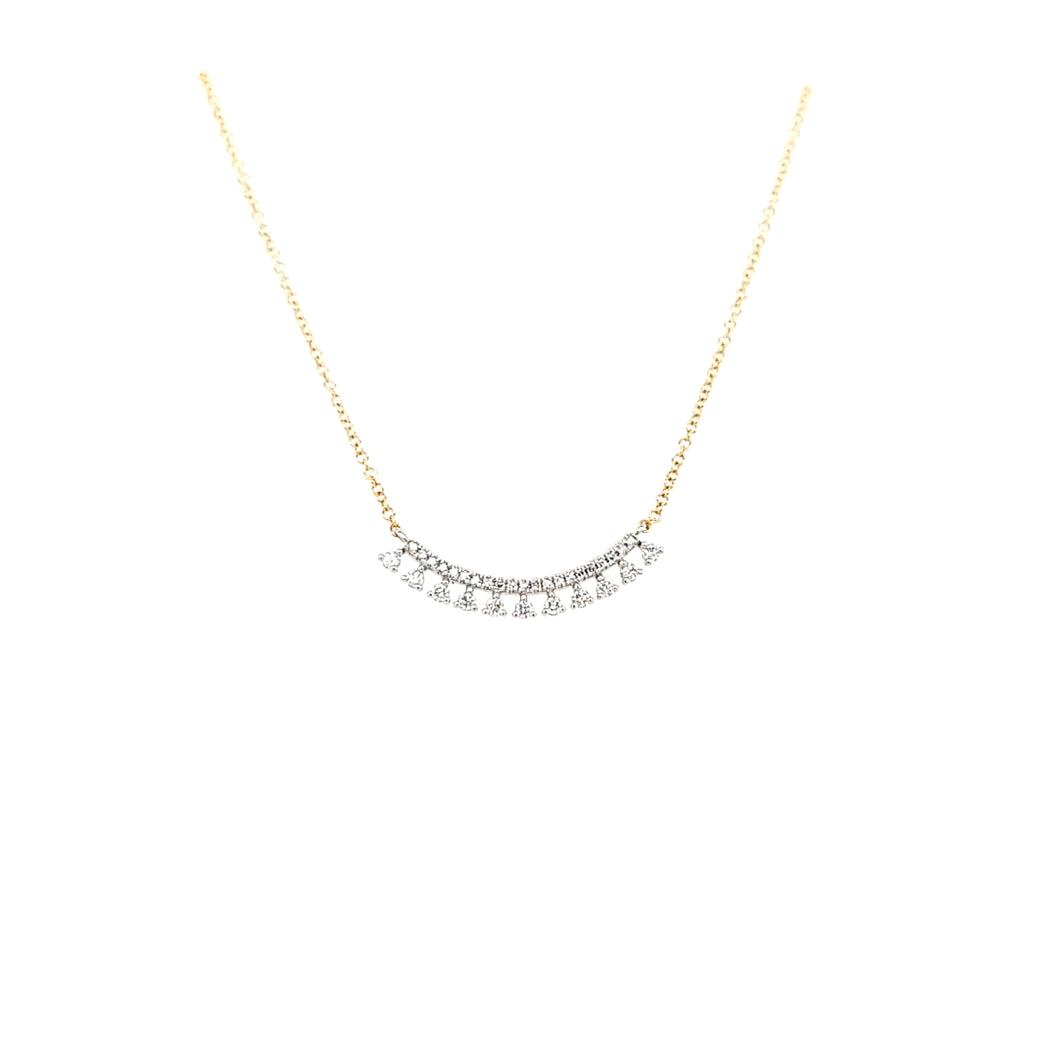 Yellow Gold Curved Fan Diamond Necklace (I6481)