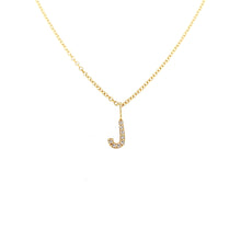 Load image into Gallery viewer, 14k Petite Yellow Gold Diamond &#39;J&#39; Initial Pendant (I7295)
