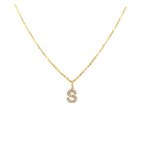 Load image into Gallery viewer, 14k Petite Yellow Gold Diamond &#39;S&#39; Initial Pendant (I7296)

