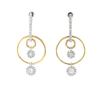Load image into Gallery viewer, Two Tone Gold Diamond Negative Space Circle Earrings (I7434)
