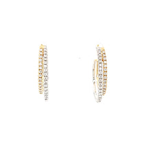 Load image into Gallery viewer, 14k Two Tone Double Hoop Diamond Earrings (I7656)
