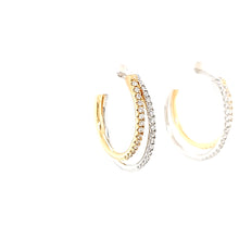 Load image into Gallery viewer, 14k Two Tone Double Hoop Diamond Earrings (I7656)
