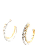 Load image into Gallery viewer, 14k Two Tone Double Hoop Diamond Earrings (I7656)
