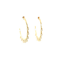 Load image into Gallery viewer, Yellow Gold Bezel Diamond Dangle Hoop Earrings (I6594)
