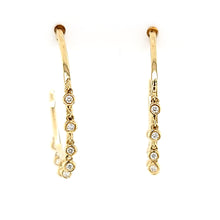 Load image into Gallery viewer, Yellow Gold Bezel Diamond Dangle Hoop Earrings (I6594)
