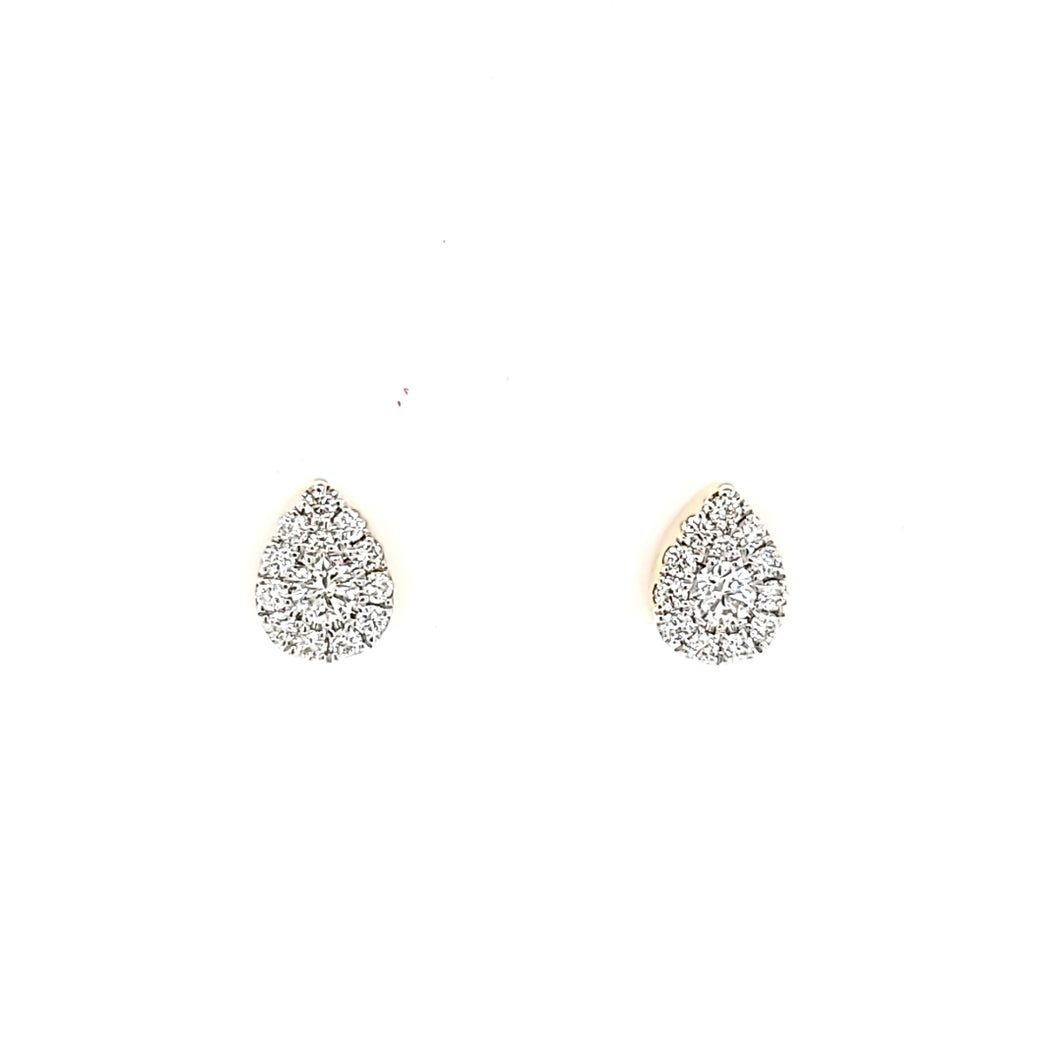 14k Yellow Gold Pear Shaped Diamond Stud Earrings