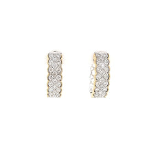 Load image into Gallery viewer, Two Tone Diamond Textured Hoop Earrings (I6795)
