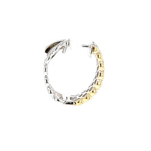 Load image into Gallery viewer, Two Tone Diamond Textured Hoop Earrings (I6795)

