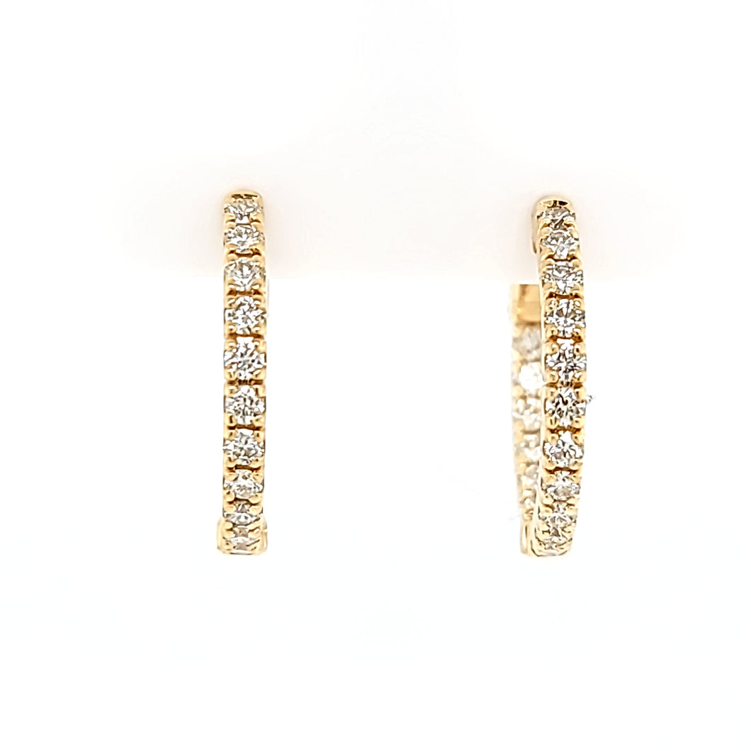 14k Yellow Gold Inside Out Diamond Hoop Earrings (I6441)