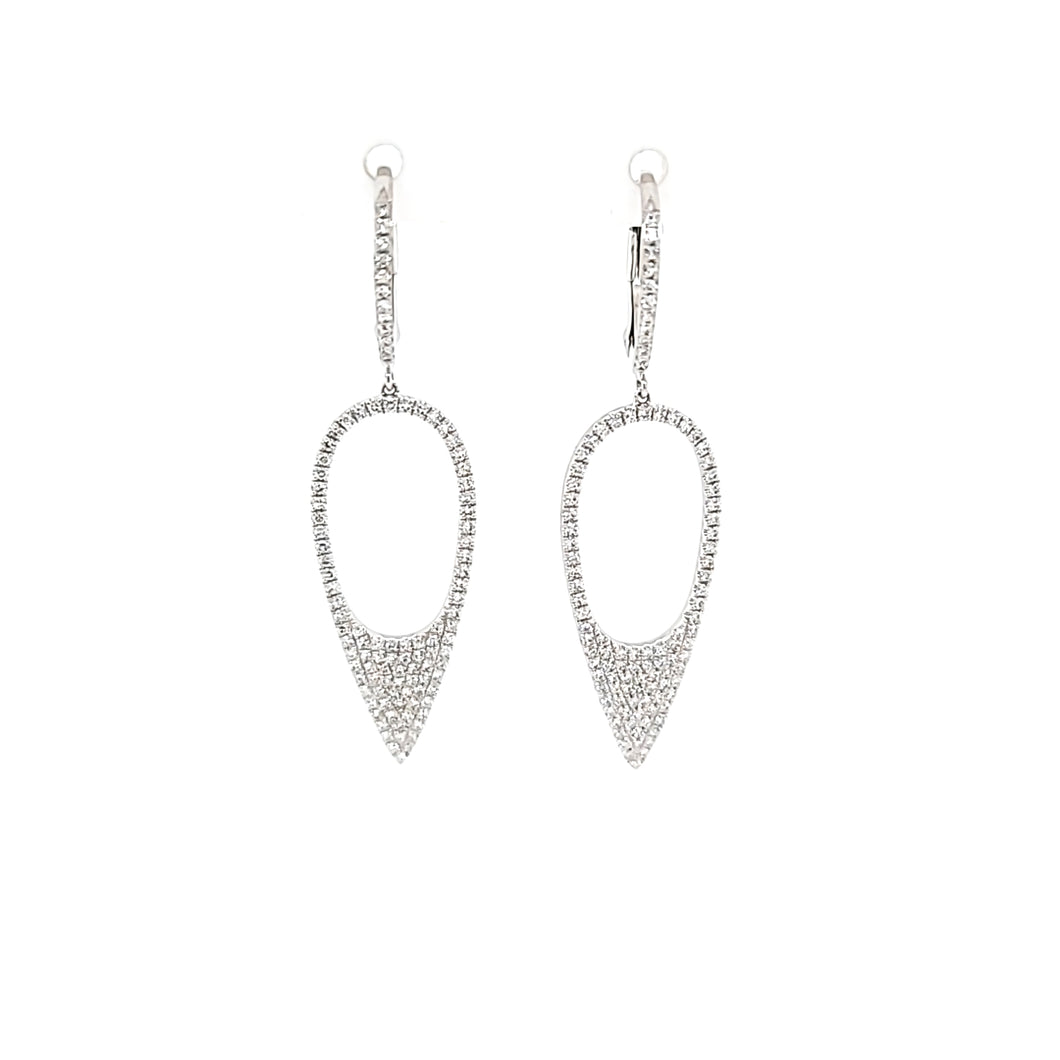 14k White Gold Diamond Negative Space Dangle Earrings (I7523)