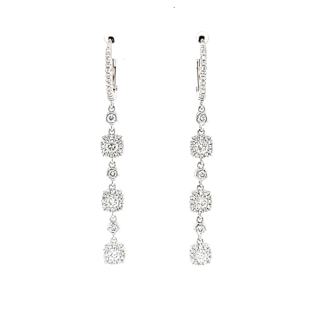 14k White Gold Diamond Pod Dangle Earrings (I7435)