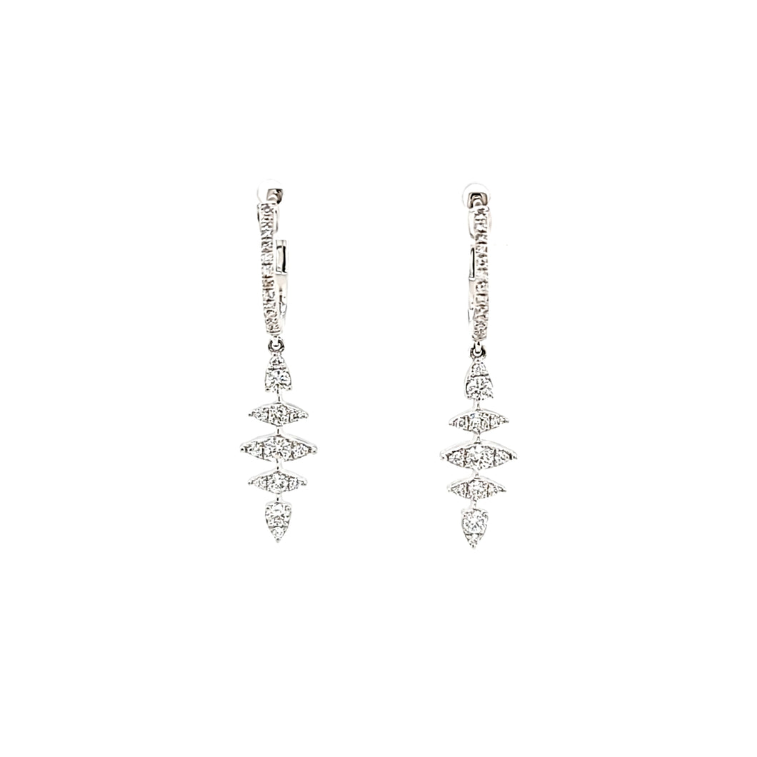 White Gold Diamond Segmented Dangle Earrings (I6569)