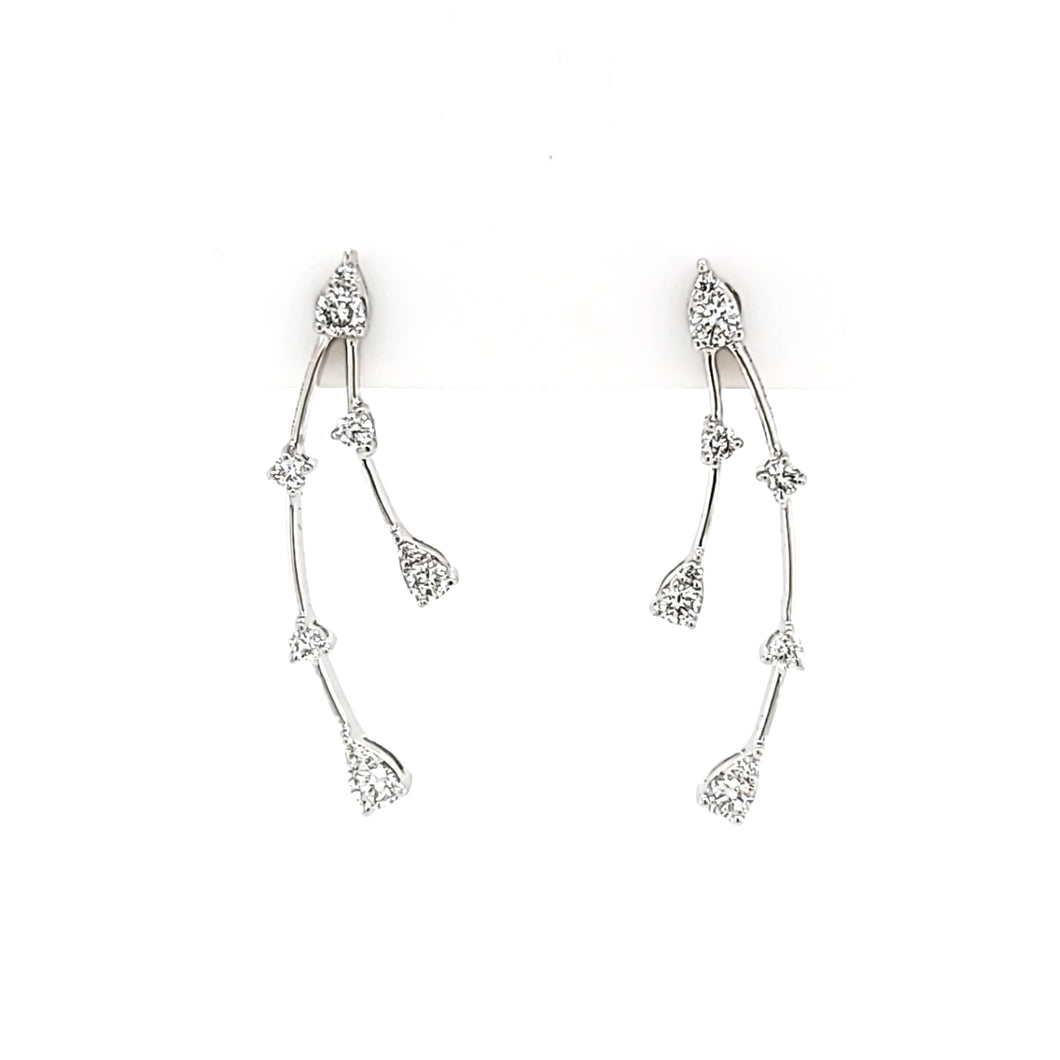 White Gold Diamond Split Pod Earrings (I6567)