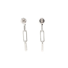 Load image into Gallery viewer, 14k White Gold Pave Diamond Paperclip Dangle Earrings (I6515)
