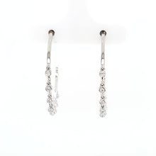 Load image into Gallery viewer, White Gold Bezel Diamond Dangle Hoop Earrings (I6553)
