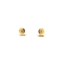 Load image into Gallery viewer, 18k Yellow Gold Blue Topaz Halo Stud Earrings (I6607)
