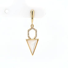 Load image into Gallery viewer, 14k Yellow Gold Mother of Pearl &amp; Diamond Arrow Dangle Earrings (I7433)
