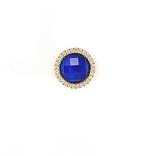 Load image into Gallery viewer, 18k Yellow Gold Lapis &amp; Diamond Stud Earrings (I6838)
