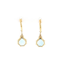 Load image into Gallery viewer, 18k Yellow Gold Blue Topaz Dangle Earrings (I7159)
