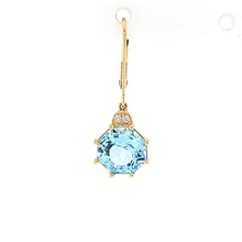 Load image into Gallery viewer, 18k Yellow Gold Blue Topaz Dangle Earrings (I7159)
