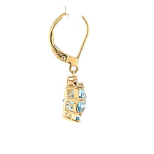 Load image into Gallery viewer, 18k Yellow Gold Blue Topaz Dangle Earrings (I7159)
